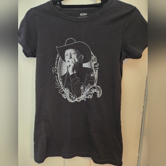 Willie's Reserve Tops - Willie Nelson Short Sleeve Tee Black Size Medium
